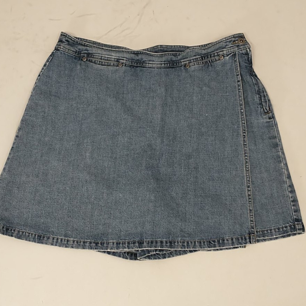 Denim Skort Short Skirt W Shorts 100% Cotton Blue Jean Sz 14 Seemeasure
